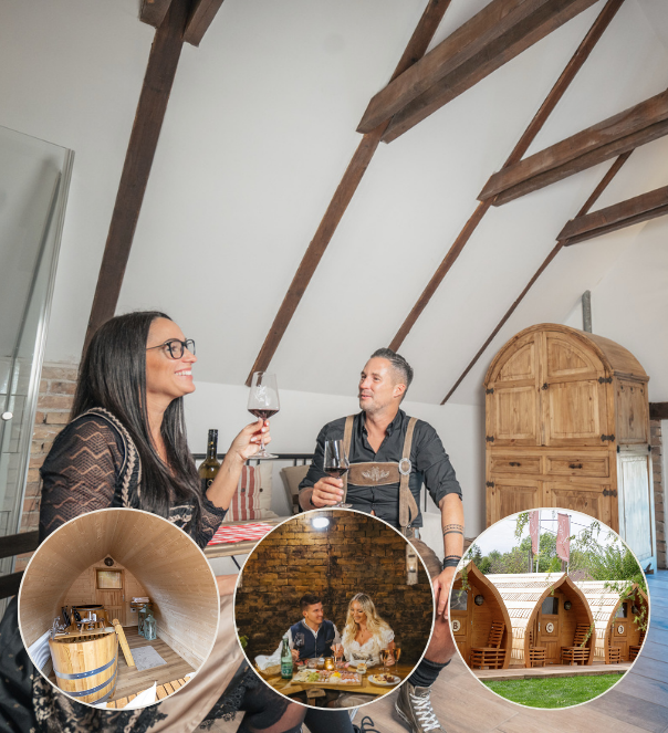 Kurzurlaub im Weinfass-Chalet für 6 mit Winzerabend + Romantik-Wellness