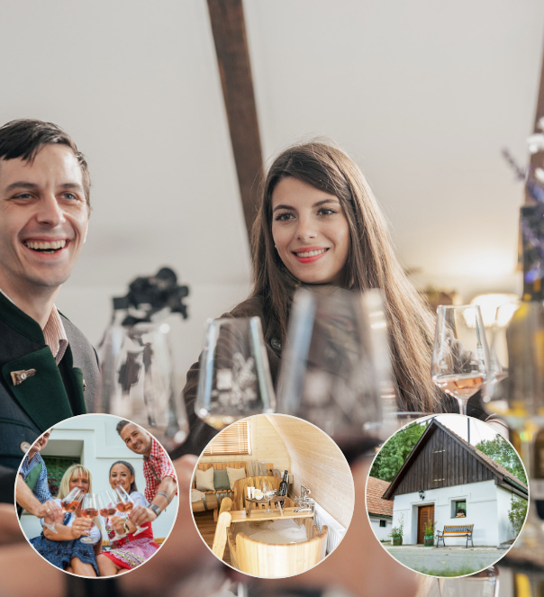 Kurzurlaub im Weinfass-Chalet für 4 mit Winzerabend + Romantik-Wellness